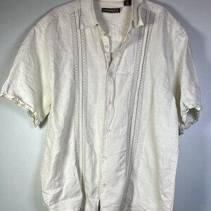 Cubavera Hawaiian Camp Shirt Mens XL Pale Green Short Sleeve Father's Day Gift